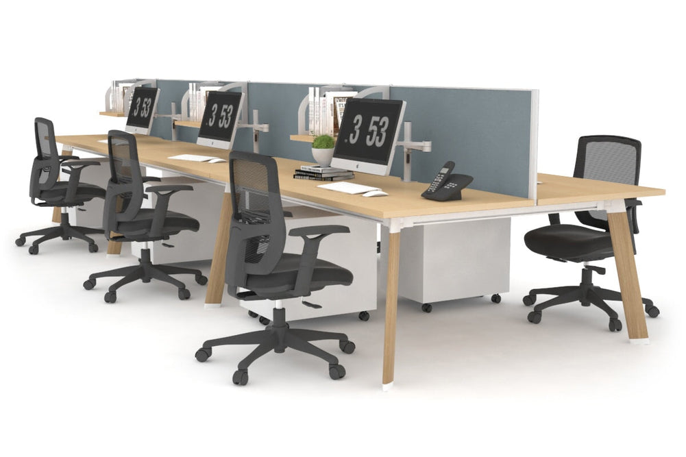 Switch - 6 Person Workstation Wood Imprint Frame [1600L x 700W]-maple cool grey (500H x 1600W) 
