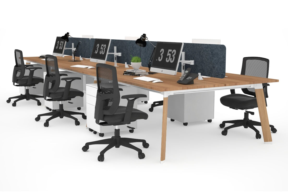 Switch - 6 Person Workstation Wood Imprint Frame [1600L x 700W]-salvage oak dark grey echo panel (400H x 1600W) 