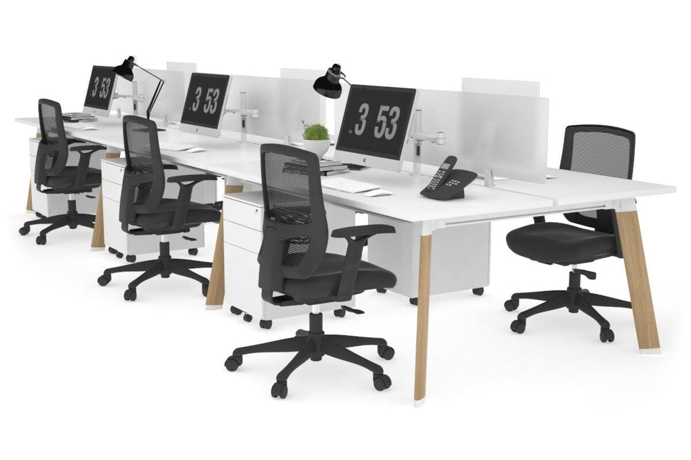 Switch - 6 Person Workstation Wood Imprint Frame [1600L x 700W]-white white perspex (400H x 1500W) 