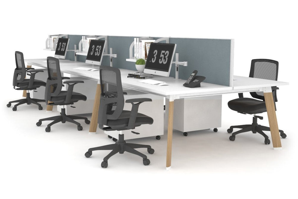 Switch - 6 Person Workstation Wood Imprint Frame [1600L x 700W]-white cool grey (500H x 1600W) 
