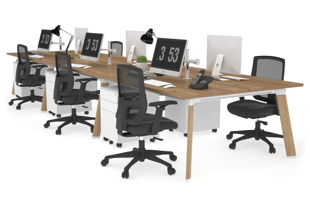 Switch - 6 Person Workstation Wood Imprint Frame [1600L x 700W]-salvage oak none 