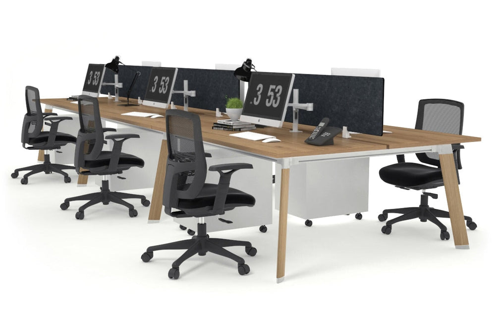 Switch - 6 Person Workstation Wood Imprint Frame [1600L x 800W with Cable Scallop]-salvage oak grey acoustic perspex (400H x 1500W) 