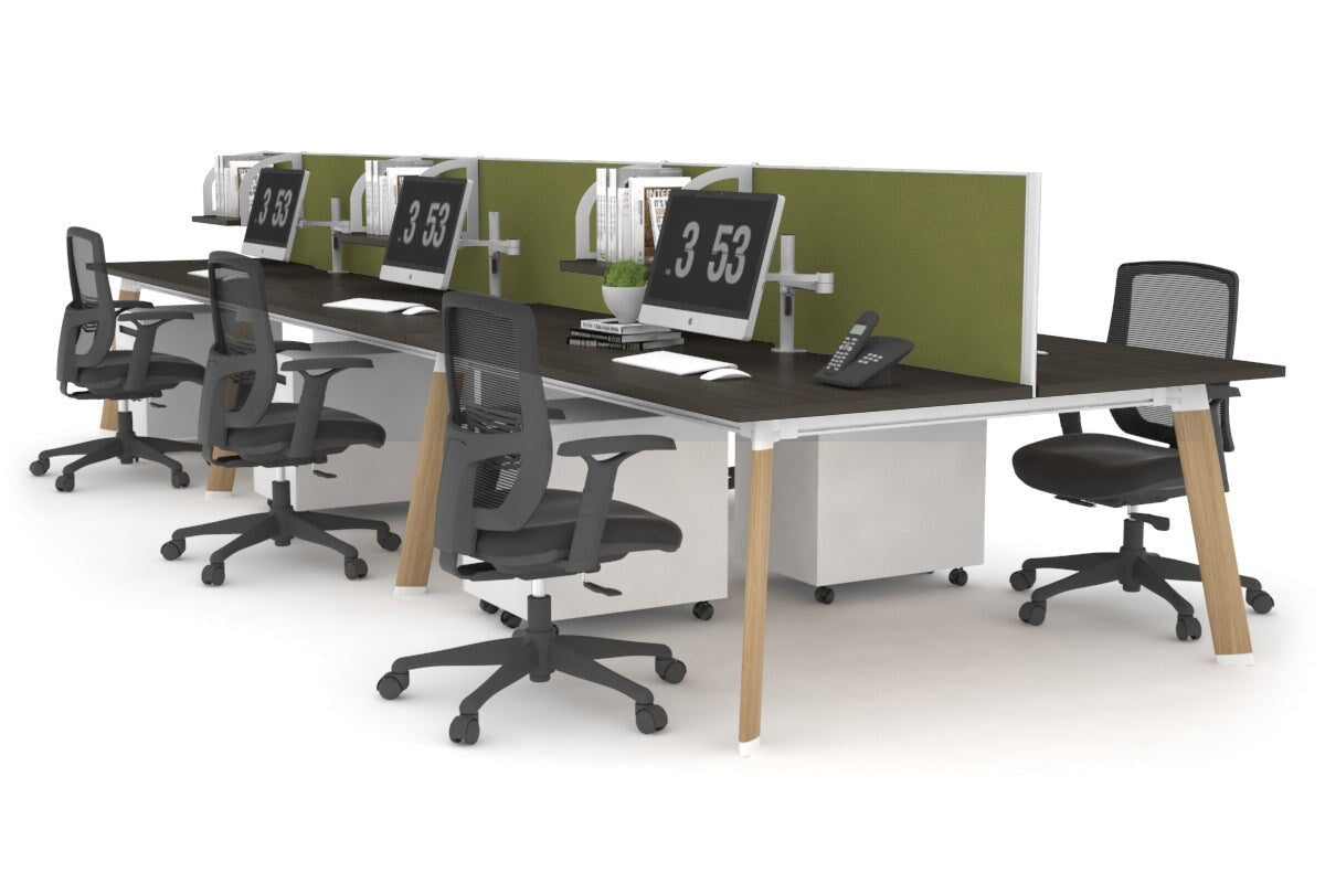Switch - 6 Person Workstation Wood Imprint Frame [1800L x 700W] Jasonl dark oak green moss (500H x 1800W) 