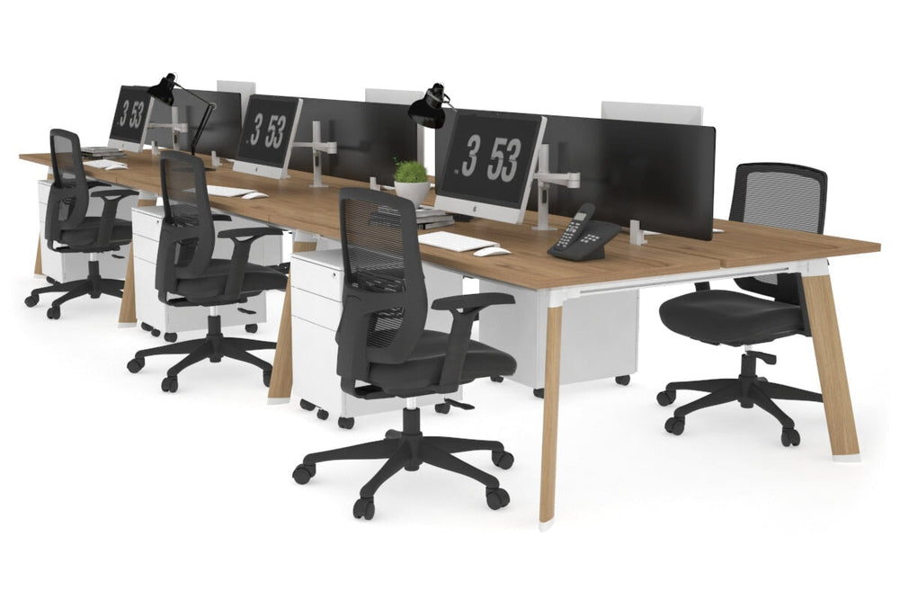 Switch - 6 Person Workstation Wood Imprint Frame [1800L x 700W]-salvage oak black perspex (400H x 1500W) 