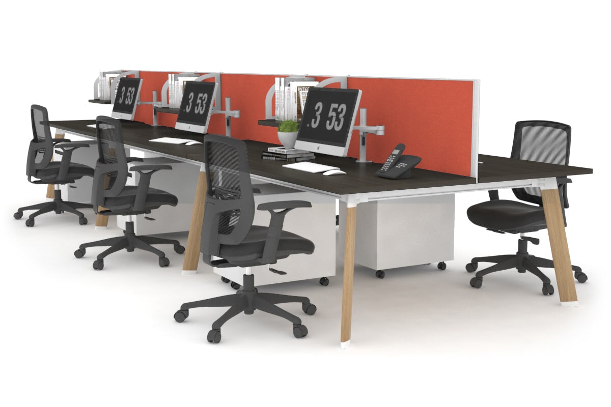 Switch - 6 Person Workstation Wood Imprint Frame [1800L x 700W] Jasonl dark oak orange squash (500H x 1800W) 