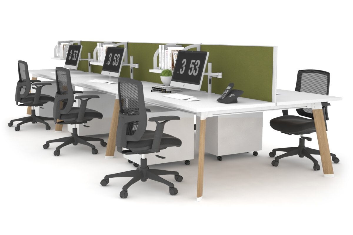 Switch - 6 Person Workstation Wood Imprint Frame [1800L x 700W]-white green moss (500H x 1800W) 