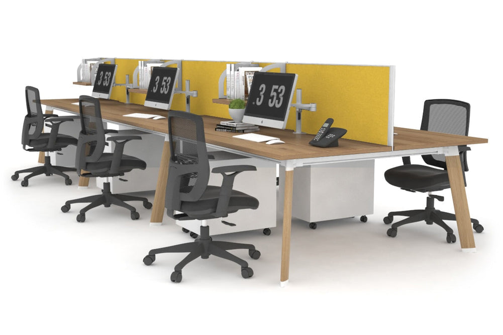 Switch - 6 Person Workstation Wood Imprint Frame [1800L x 800W with Cable Scallop]-salvage oak mustard yellow (500H x 1800W) 