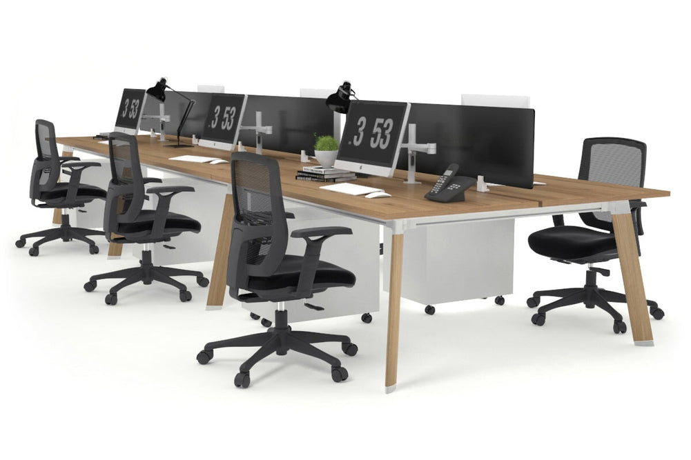 Switch - 6 Person Workstation Wood Imprint Frame [1800L x 800W with Cable Scallop]-salvage oak black perspex (400H x 1500W) 