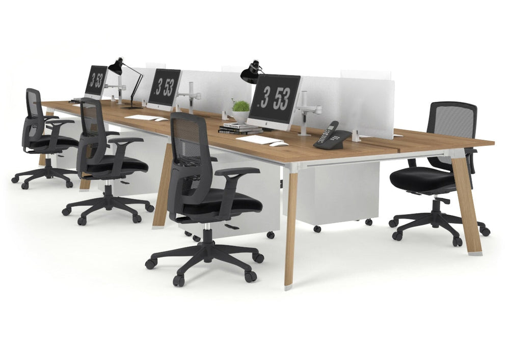 Switch - 6 Person Workstation Wood Imprint Frame [1800L x 800W with Cable Scallop]-salvage oak white perspex (400H x 1500W) 
