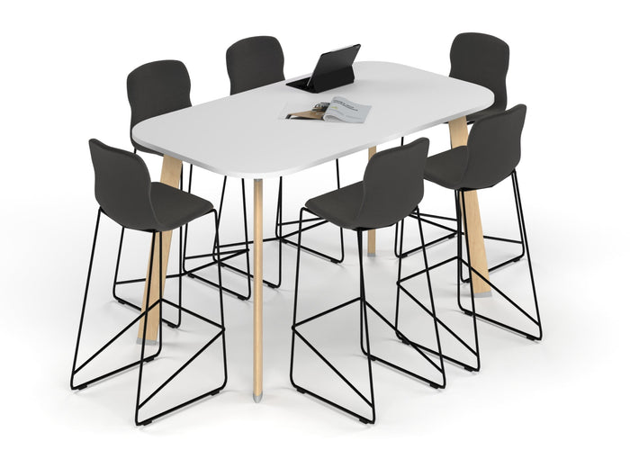 Switch Collaborative Counter High Table - Large Rounded Corners [1800L x 1000W with Large Rounded Corners] Jasonl wood imprint leg white 