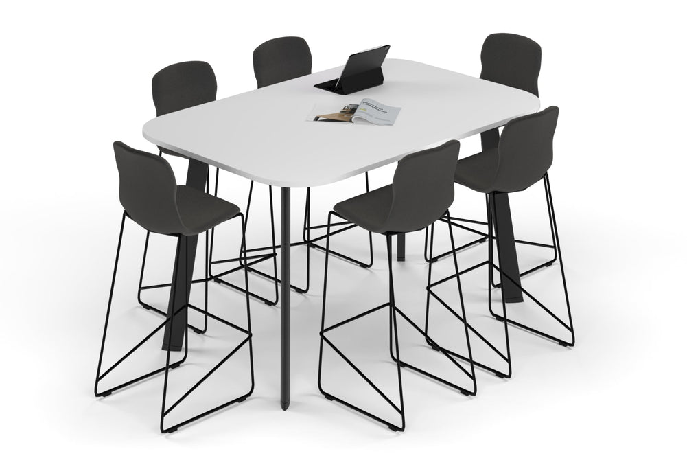 Switch Collaborative Counter High Table - Large Rounded Corners [1800L x 1200W with Large Rounded Corners]-black leg white 