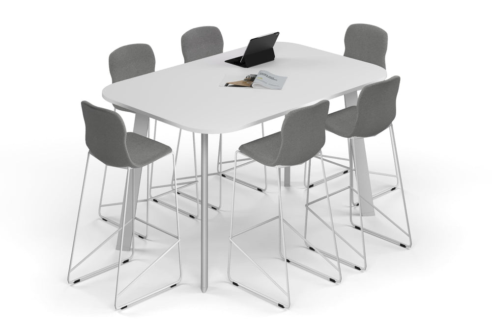 Switch Collaborative Counter High Table - Large Rounded Corners [1800L x 1200W with Large Rounded Corners]-white leg white 