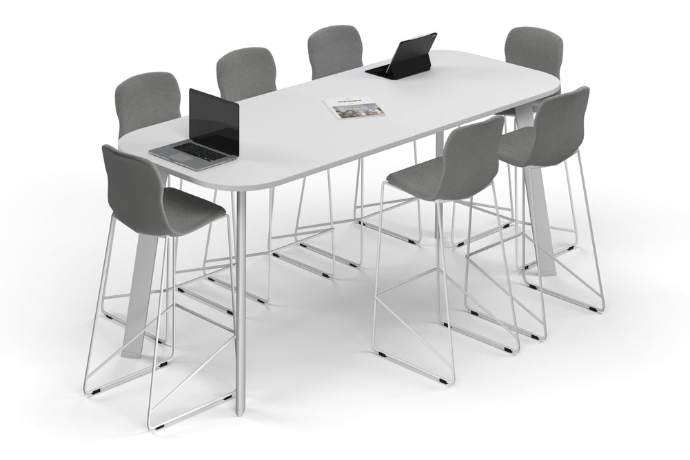 Switch Collaborative Counter High Table - Large Rounded Corners [2400L x 1000W with Large Rounded Corners]-white leg white 