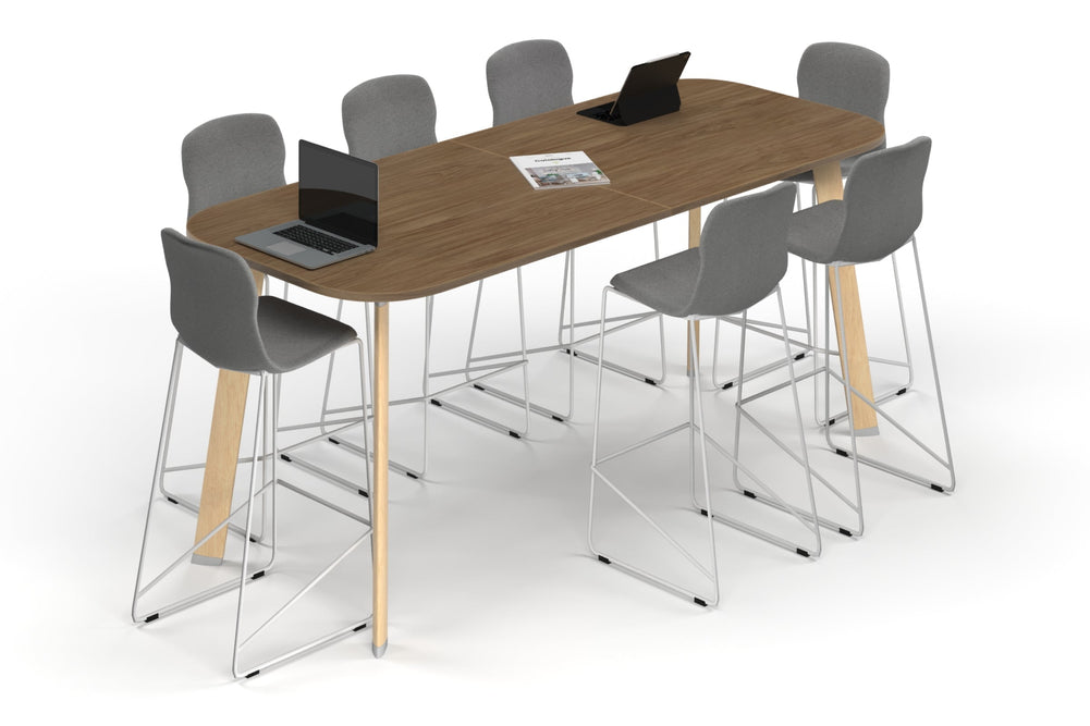 Switch Collaborative Counter High Table - Large Rounded Corners [2400L x 1000W with Large Rounded Corners]-wood imprint leg salvage oak 