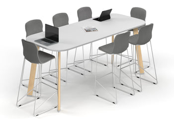 Switch Collaborative Counter High Table - Large Rounded Corners [2400L x 1000W with Large Rounded Corners] Jasonl wood imprint leg white 