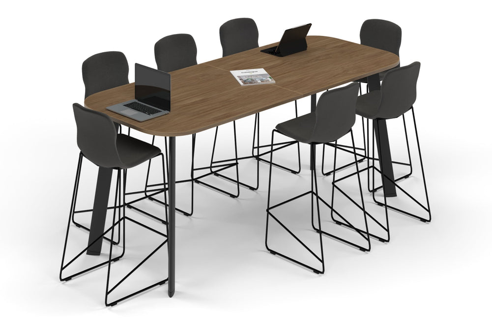 Switch Collaborative Counter High Table - Large Rounded Corners [2400L x 1000W with Large Rounded Corners]-black leg salvage oak 