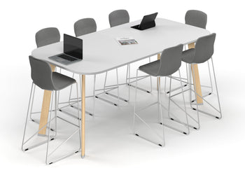 Switch Collaborative Counter High Table - Large Rounded Corners [2400L x 1200W with Large Rounded Corners] Jasonl wood imprint leg white 
