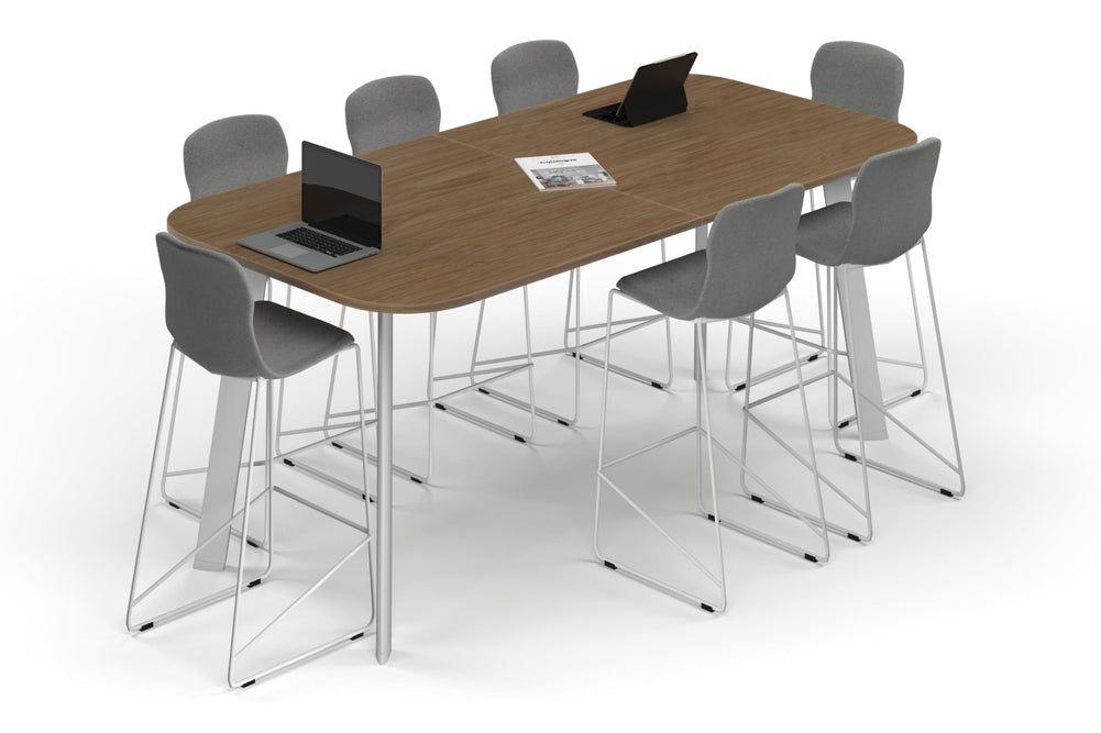 Switch Collaborative Counter High Table - Large Rounded Corners [2400L x 1200W with Large Rounded Corners]-white leg salvage oak 
