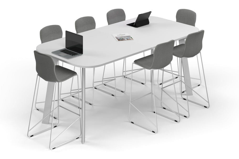 Switch Collaborative Counter High Table - Large Rounded Corners [2400L x 1200W with Large Rounded Corners]-white leg white 