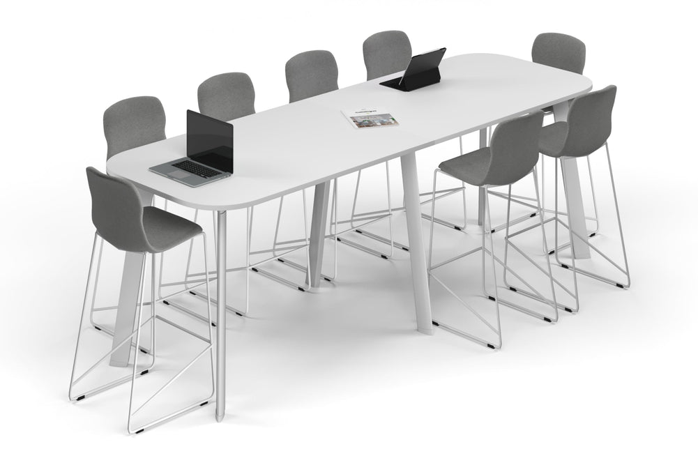 Switch Collaborative Counter High Table - Large Rounded Corners [3000L x 1000W with Large Rounded Corners]-white leg white 