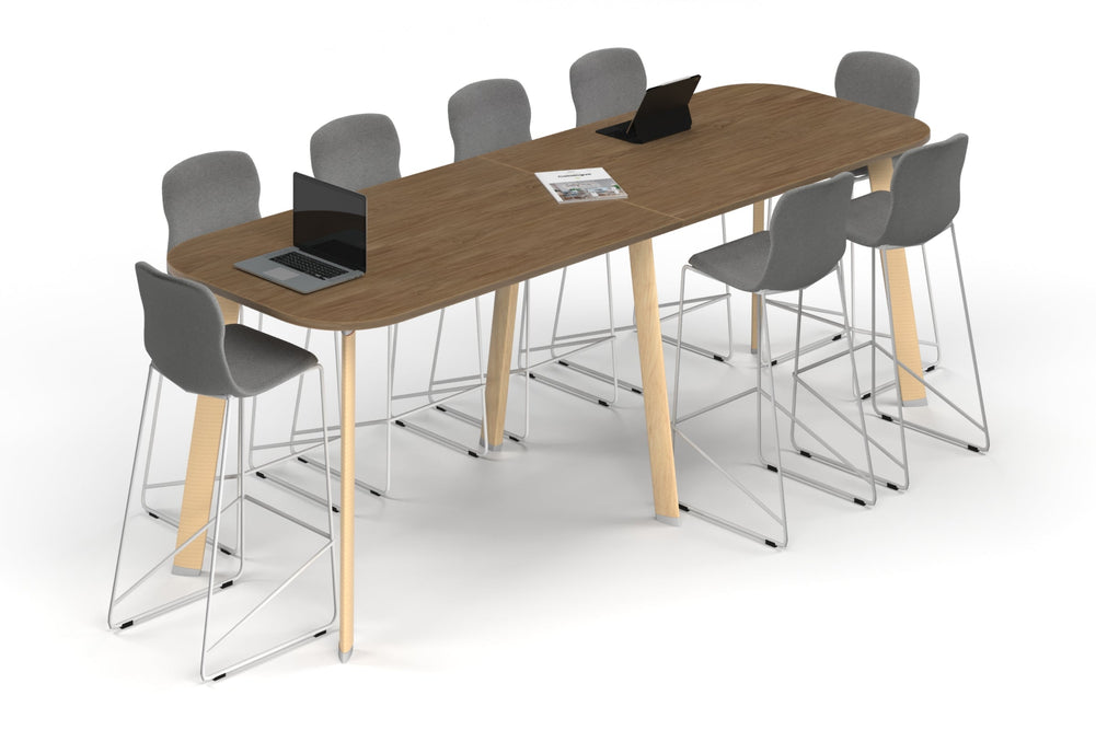 Switch Collaborative Counter High Table - Large Rounded Corners [3000L x 1000W with Large Rounded Corners]-wood imprint leg salvage oak 