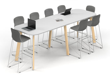 Switch Collaborative Counter High Table - Large Rounded Corners [3000L x 1000W with Large Rounded Corners] Jasonl wood imprint leg white 