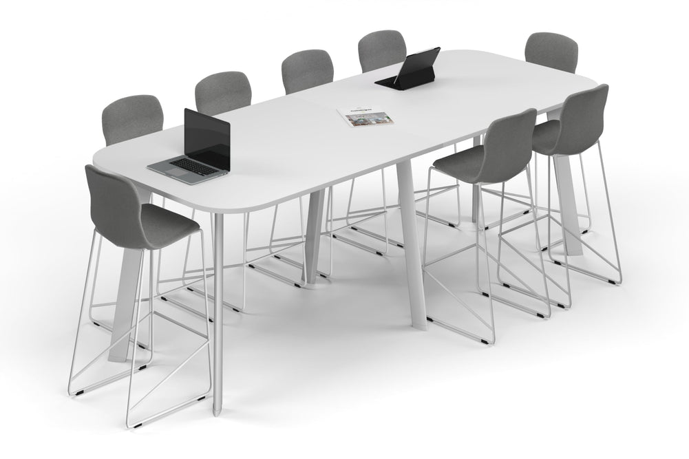 Switch Collaborative Counter High Table - Large Rounded Corners [3000L x 1200W with Large Rounded Corners]-white leg white 