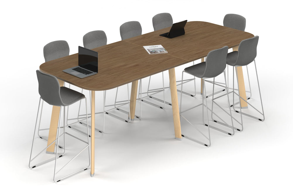 Switch Collaborative Counter High Table - Large Rounded Corners [3000L x 1200W with Large Rounded Corners]-wood imprint leg salvage oak 