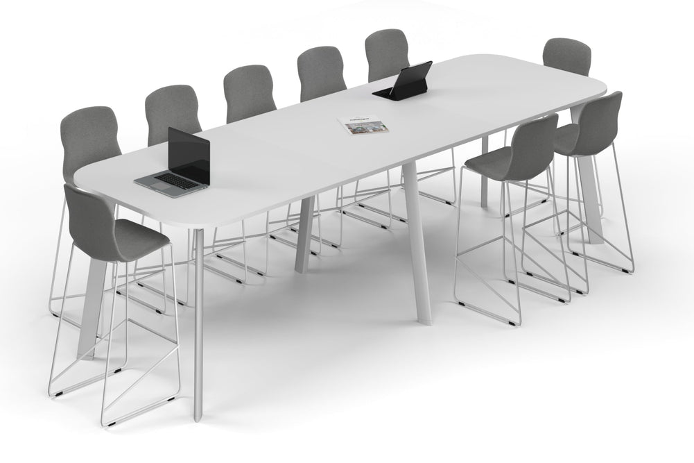 Switch Collaborative Counter High Table - Large Rounded Corners [3600L x 1200W with Large Rounded Corners]-white leg white 