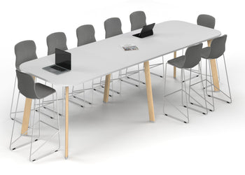 Switch Collaborative Counter High Table - Large Rounded Corners [3600L x 1200W with Large Rounded Corners] Jasonl wood imprint leg white 