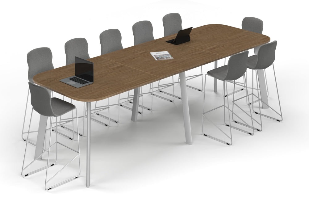 Switch Collaborative Counter High Table - Large Rounded Corners [3600L x 1200W with Large Rounded Corners]-white leg salvage oak 