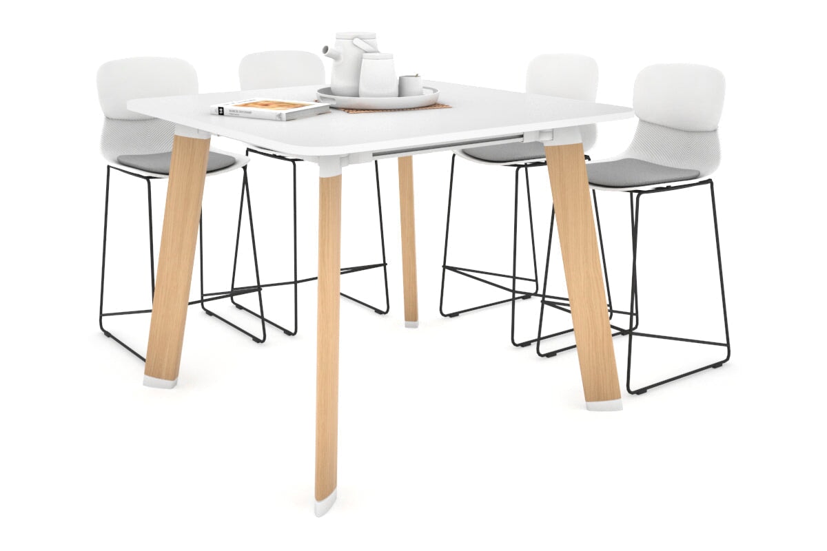Switch Collaborative Large Counter High Table - Rounded Corners [1100L x 1100W with Rounded Corners] Jasonl wood imprint leg white 