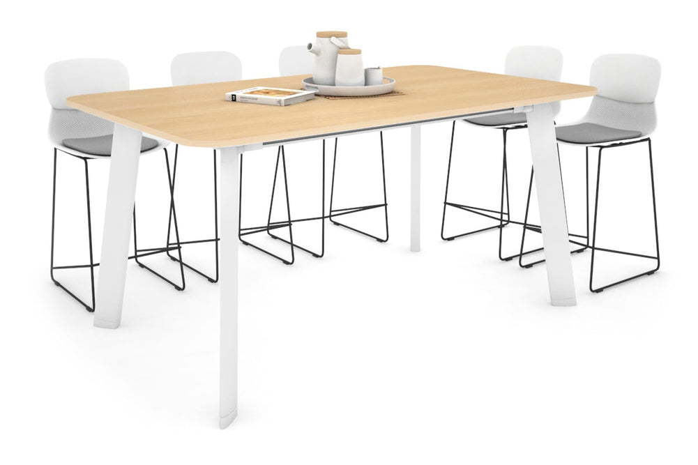 Switch Collaborative Large Counter High Table - Rounded Corners [1800L x 1100W with Rounded Corners]-white leg maple 