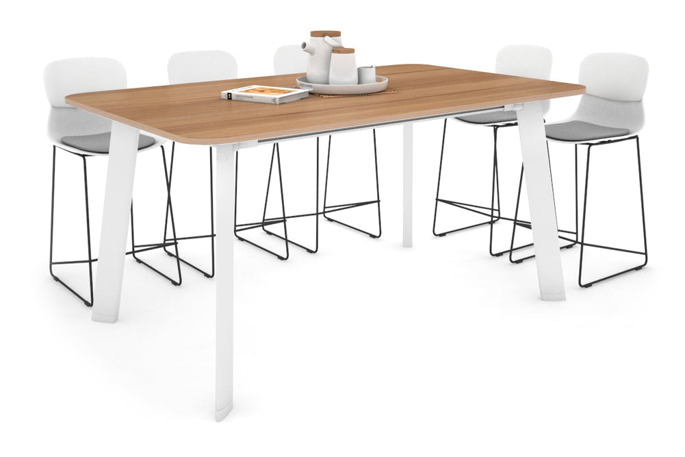 Switch Collaborative Large Counter High Table - Rounded Corners [1800L x 1100W with Rounded Corners]-white leg salvage oak 
