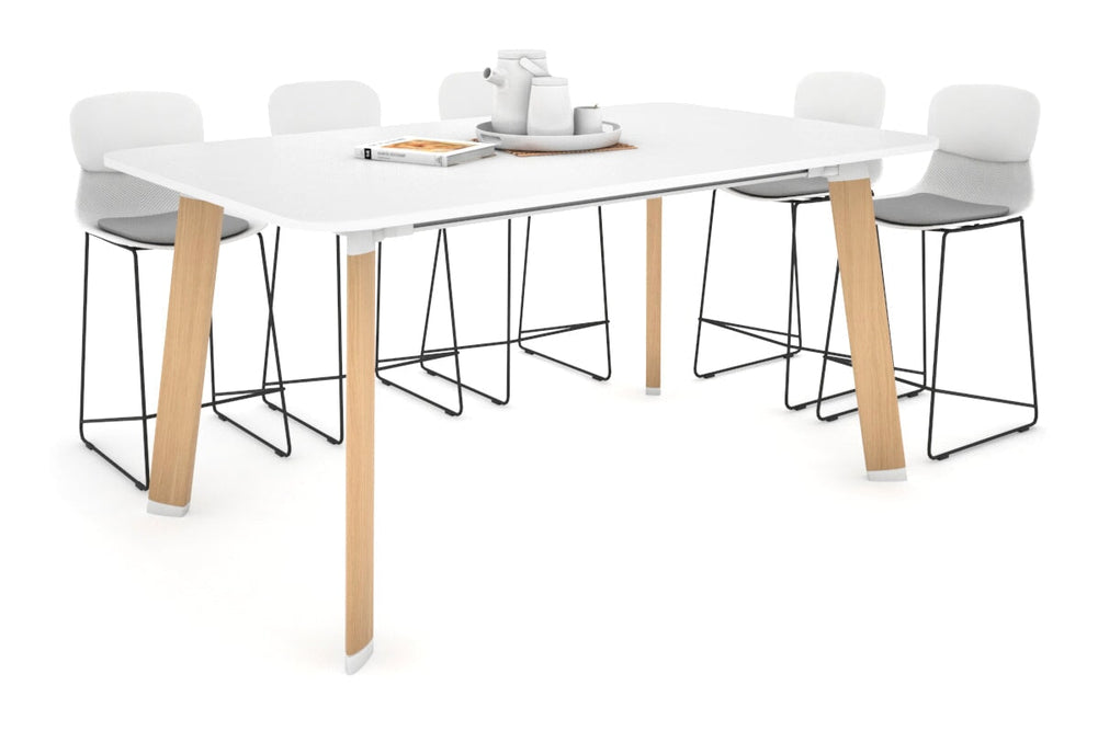 Switch Collaborative Large Counter High Table - Rounded Corners [1800L x 1100W with Rounded Corners]-wood imprint leg white 