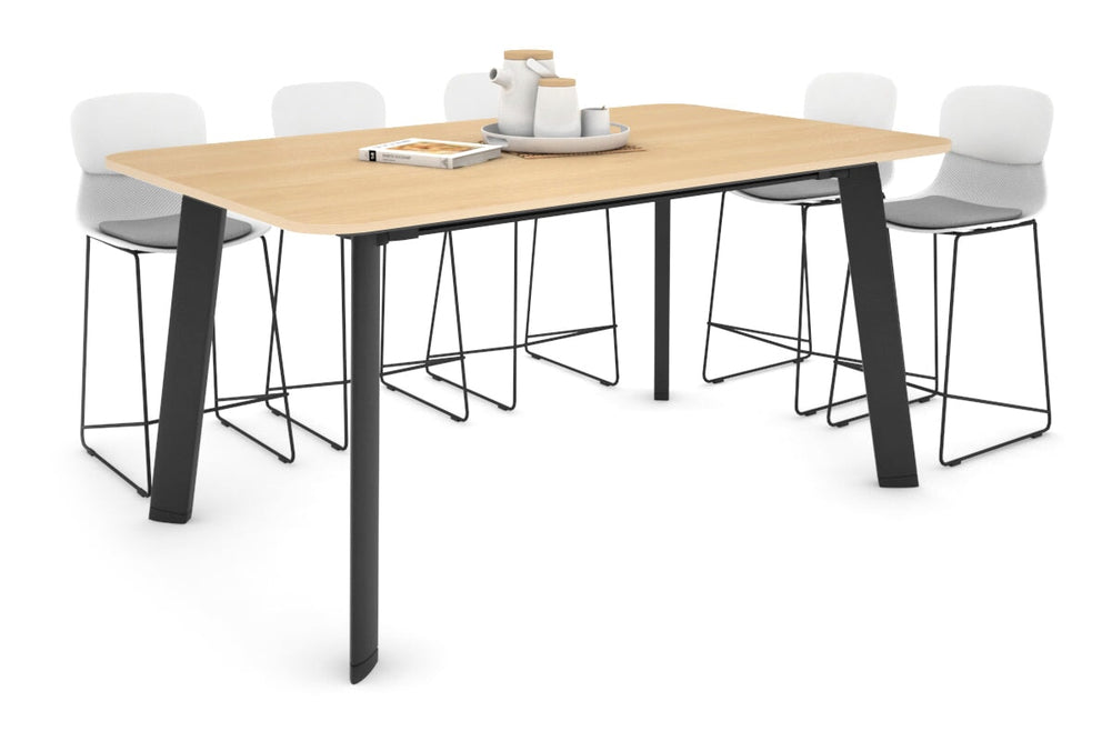 Switch Collaborative Large Counter High Table - Rounded Corners [1800L x 1100W with Rounded Corners]-black leg maple 
