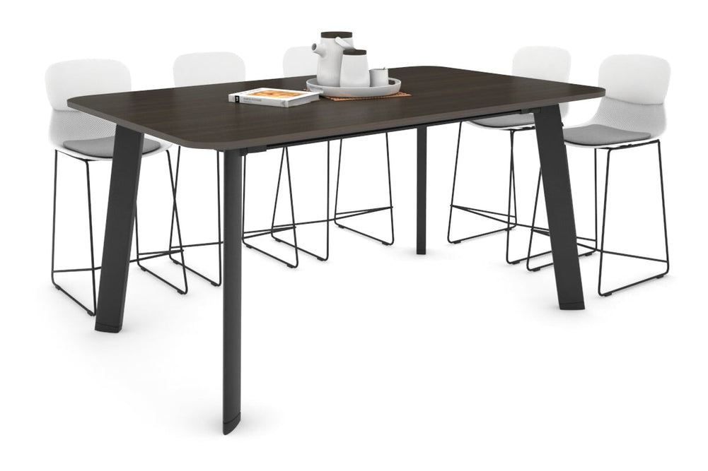 Switch Collaborative Large Counter High Table - Rounded Corners [1800L x 1100W with Rounded Corners]-black leg dark oak 