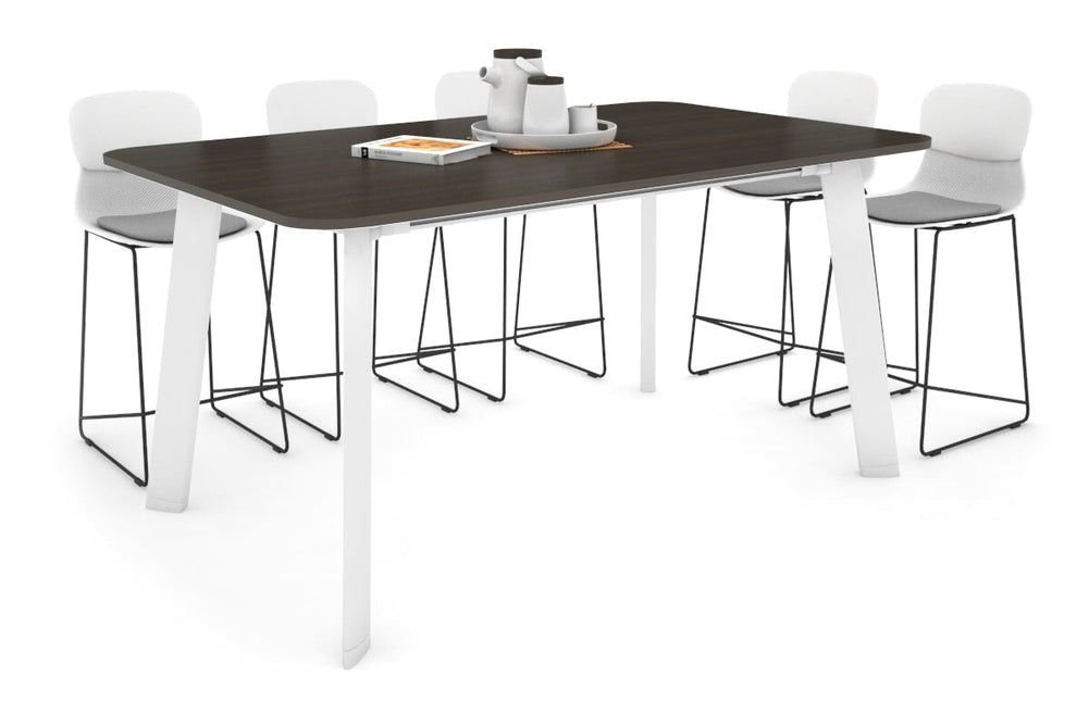 Switch Collaborative Large Counter High Table - Rounded Corners [1800L x 1100W with Rounded Corners]-white leg dark oak 