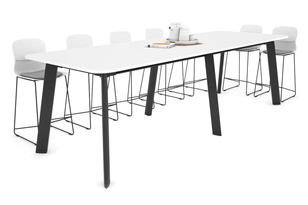 Switch Collaborative Large Counter High Table - Rounded Corners [3200L x 1100W with Rounded Corners]-black leg white 