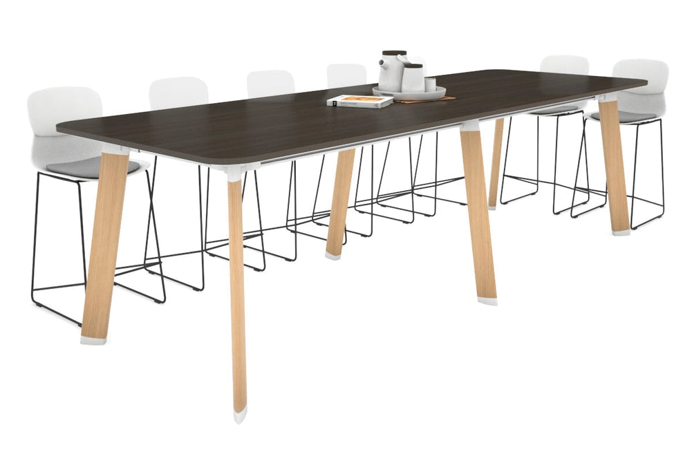Switch Collaborative Large Counter High Table - Rounded Corners [3200L x 1100W with Rounded Corners]-wood imprint leg dark oak 