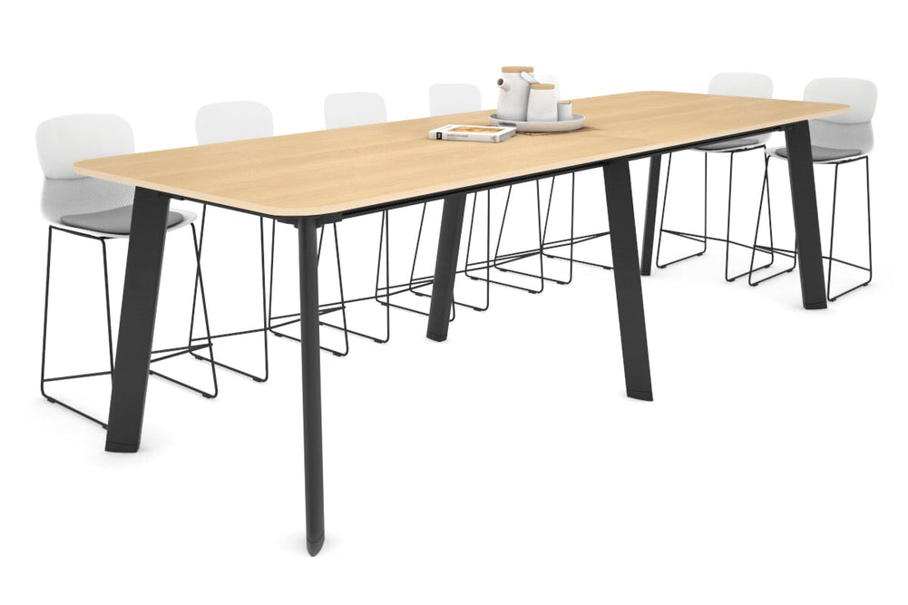 Switch Collaborative Large Counter High Table - Rounded Corners [3200L x 1100W with Rounded Corners]-black leg maple 