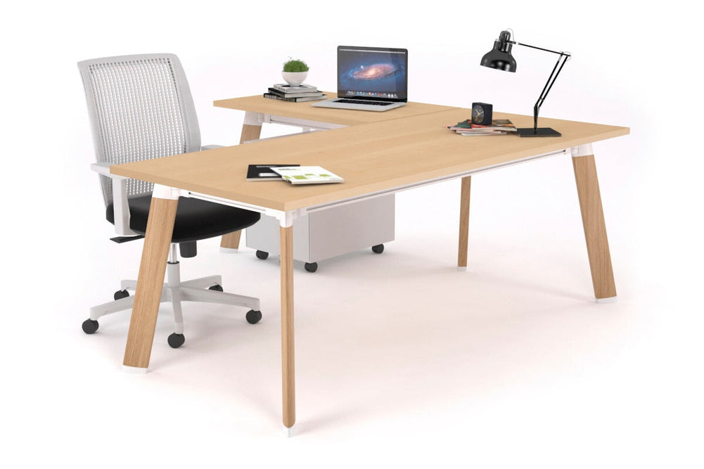 Switch Executive Corner Office Desk [1600L x 1450W]-wood imprint leg maple none