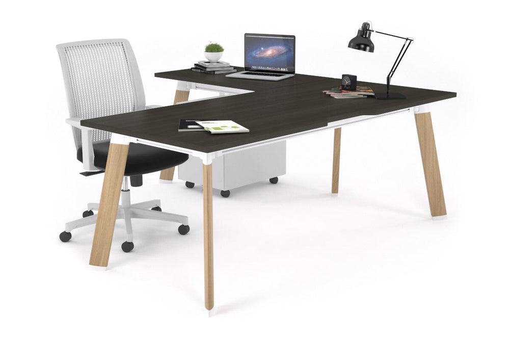 Switch Executive Corner Office Desk [1600L x 1550W with Cable Scallop]-wood imprint leg dark oak none