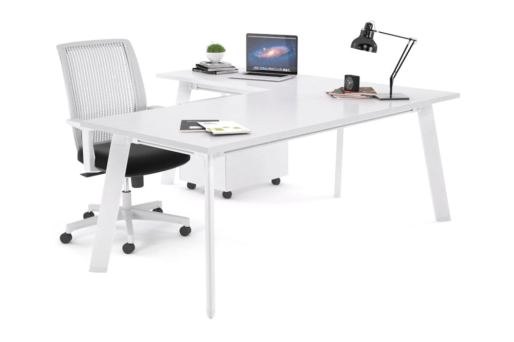 Switch Executive Corner Office Desk [1600L x 1700W]-white leg white none