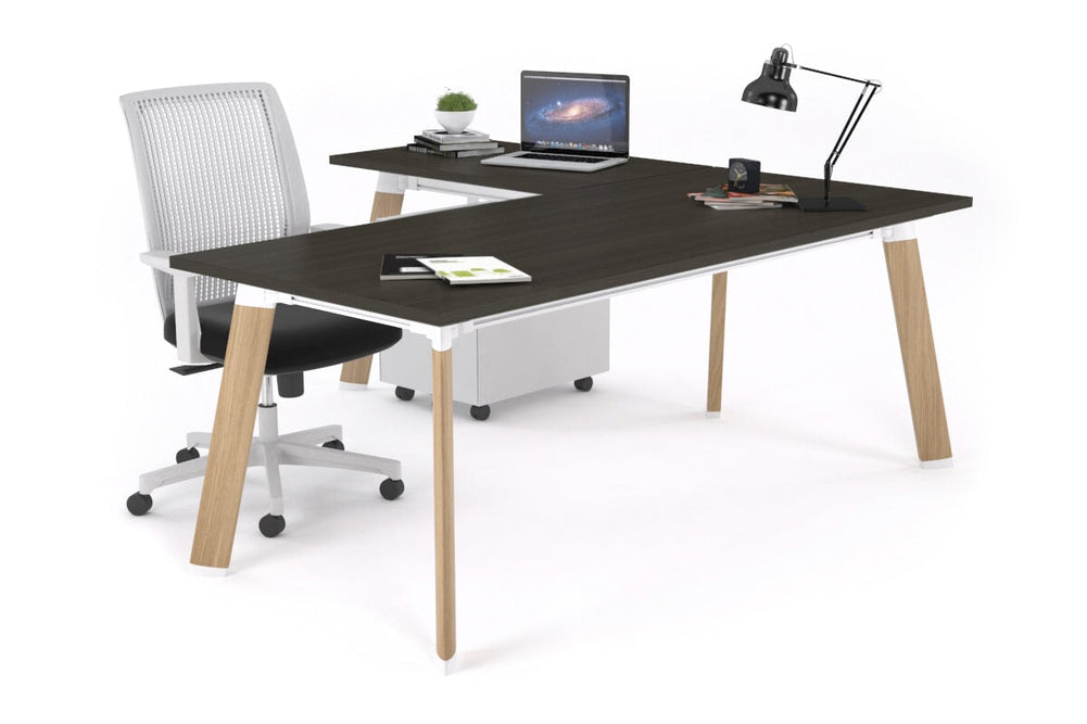 Switch Executive Corner Office Desk [1800L x 1450W]-wood imprint leg dark oak none
