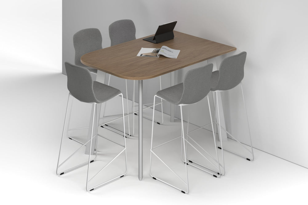 Switch Half Collaborative Counter High Table - Large Rounded Corners [1500L x 1000W with Large Rounded Corners]-white leg salvage oak 