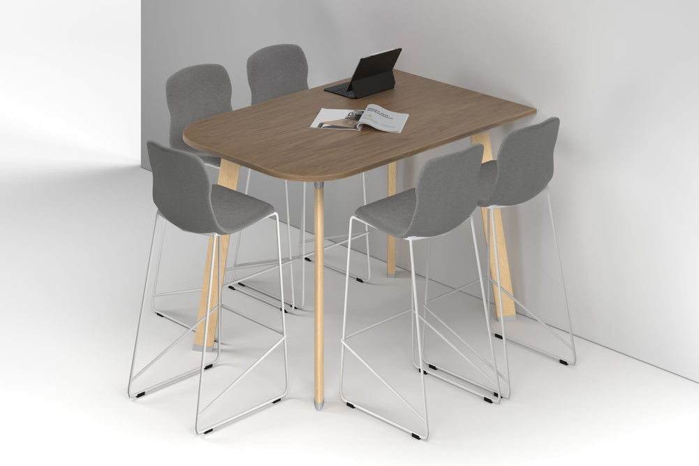 Switch Half Collaborative Counter High Table - Large Rounded Corners [1500L x 1000W with Large Rounded Corners]-wood imprint leg salvage oak 