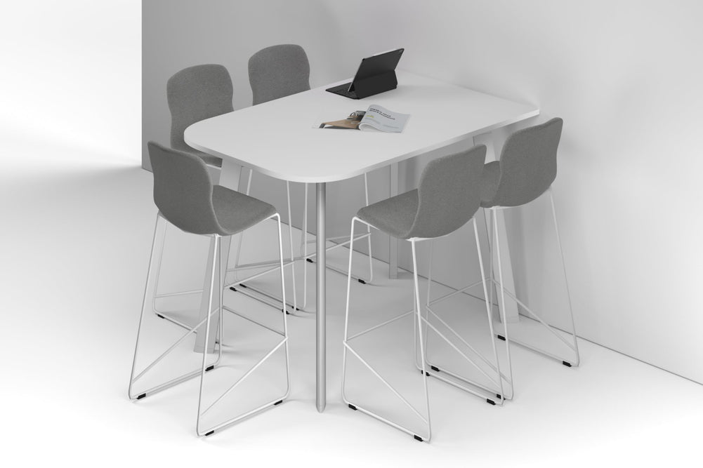 Switch Half Collaborative Counter High Table - Large Rounded Corners [1500L x 1000W with Large Rounded Corners]-white leg white 