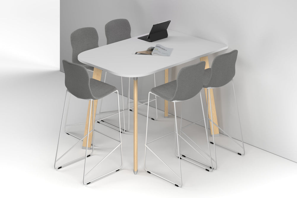 Switch Half Collaborative Counter High Table - Large Rounded Corners [1500L x 1000W with Large Rounded Corners]-wood imprint leg white 