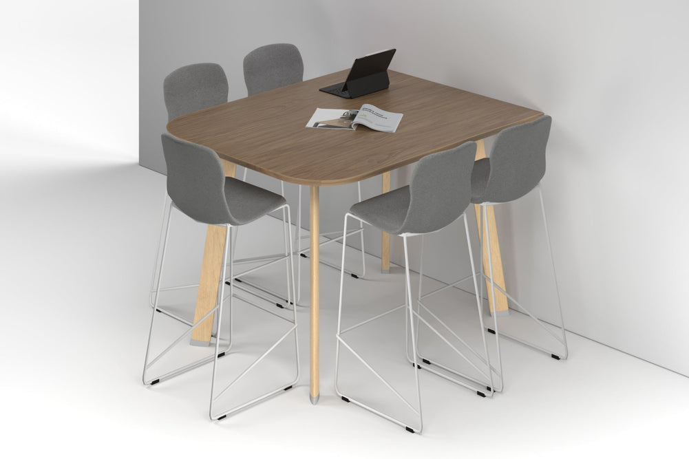 Switch Half Collaborative Counter High Table - Large Rounded Corners [1500L x 1200W with Large Rounded Corners]-wood imprint leg salvage oak 